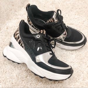 Mickey Scuba and Animal-Print Calf Hair Trainer